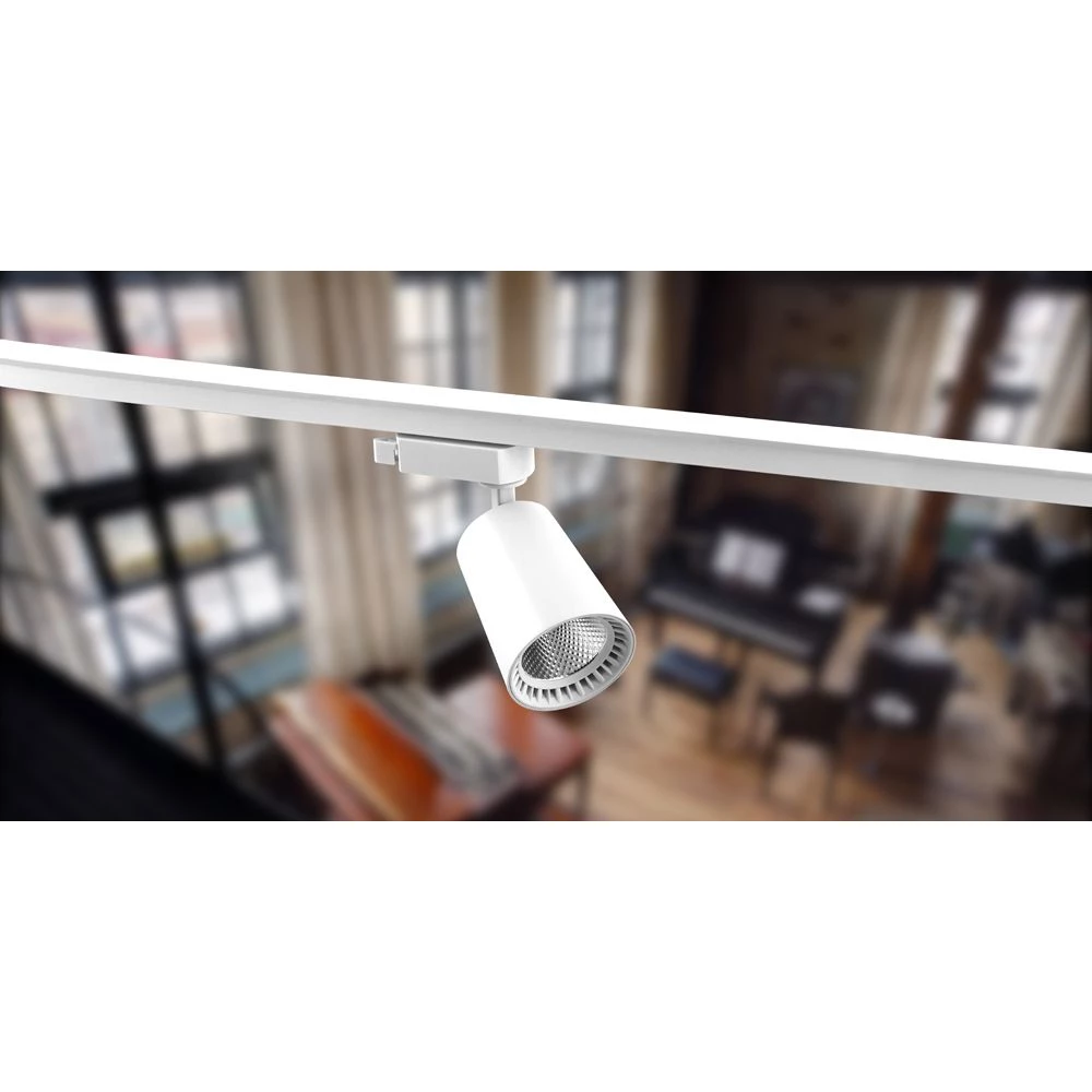 Шинопровод для трековых светильников, белый, 1м,  в наборе токовод, заглушка, крепление, CAB1000 (10313) - Viokon.com