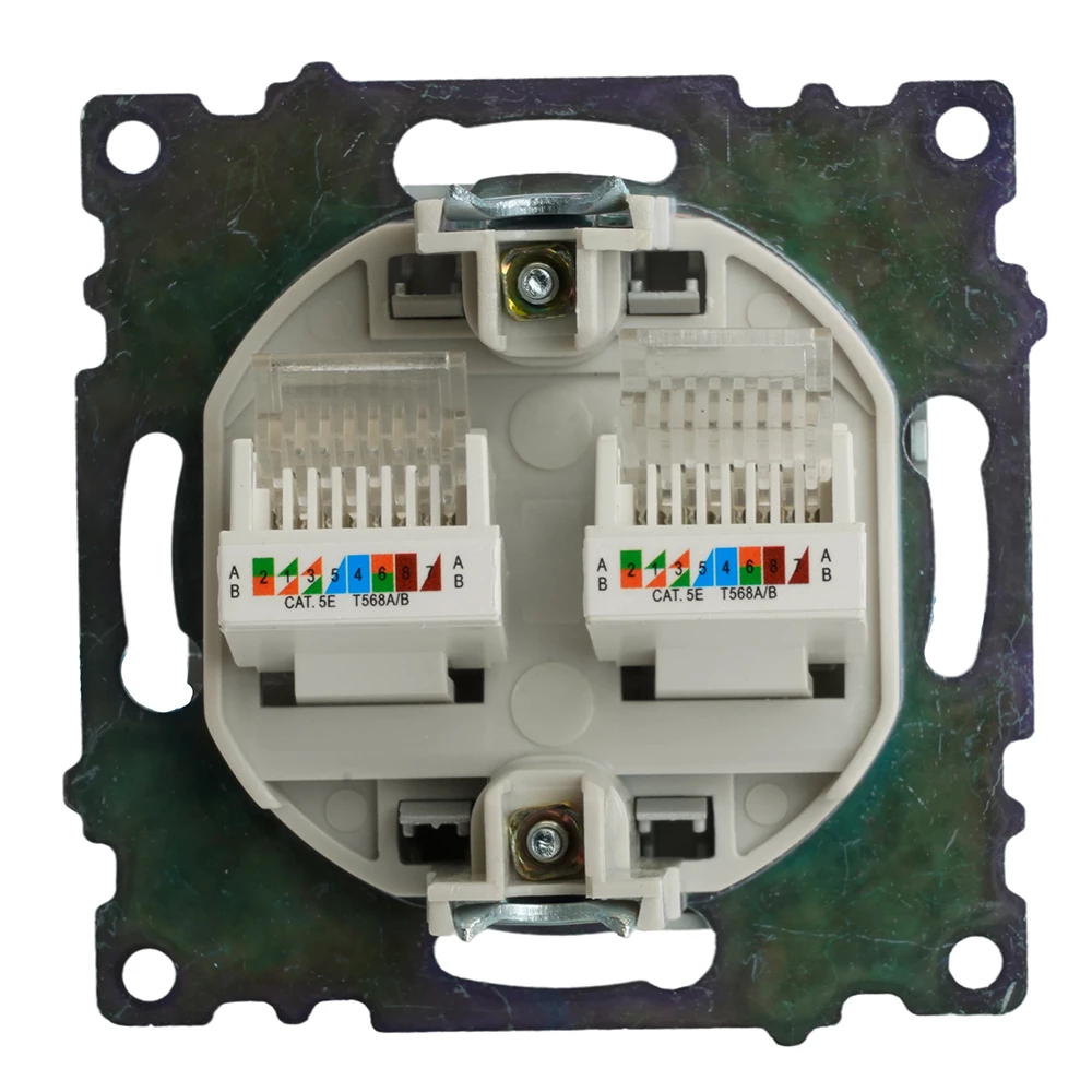 Розетка компьютерная 2-местная RJ-45 (механизм) STEKKER GLS00-7109-03 , серия Катрин, серебро (50005) - Viokon.com