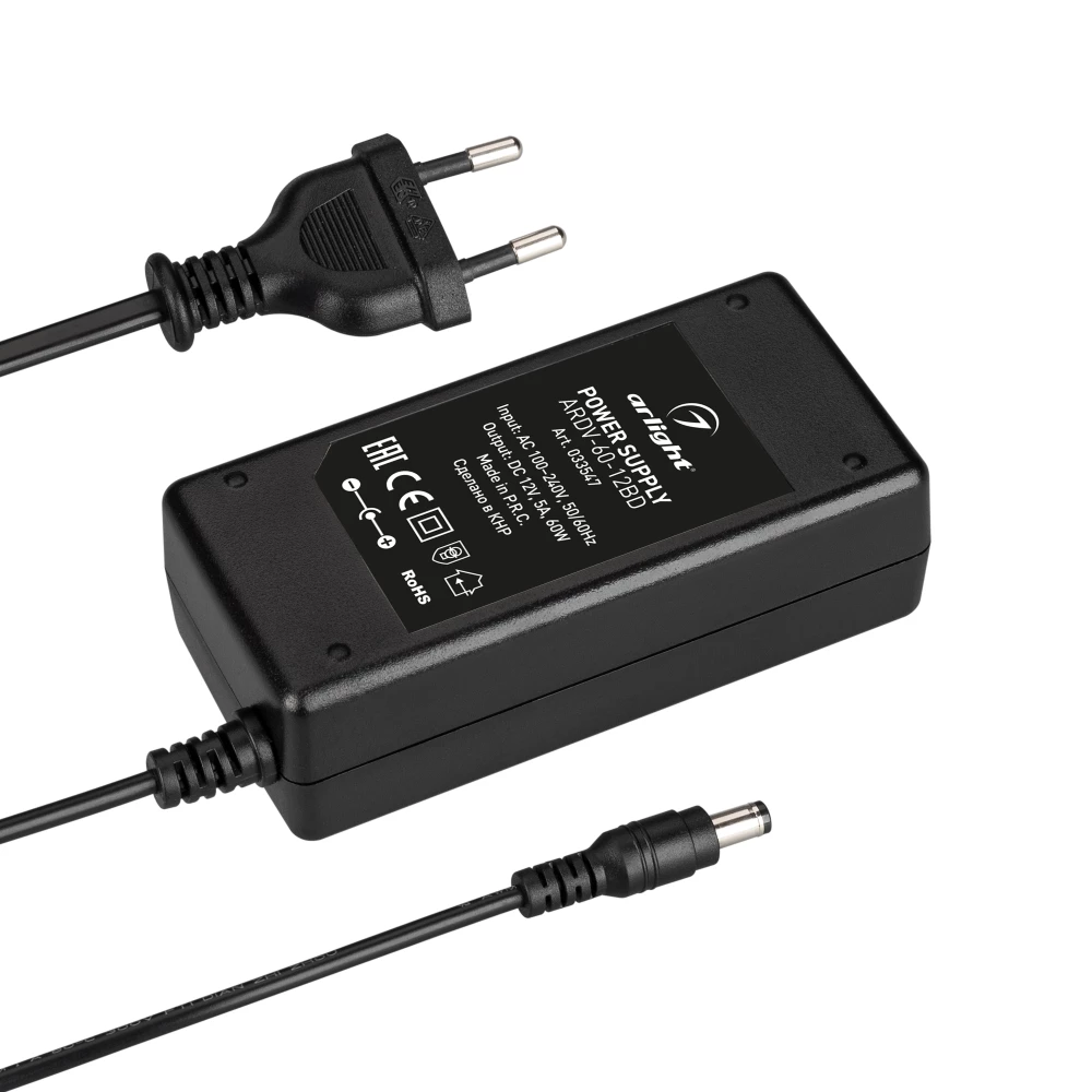 Блок питания ARDV-60-12BD (12V, 5A, 60W) (Arlight, Адаптер, 3 года) 033547 - Viokon.com