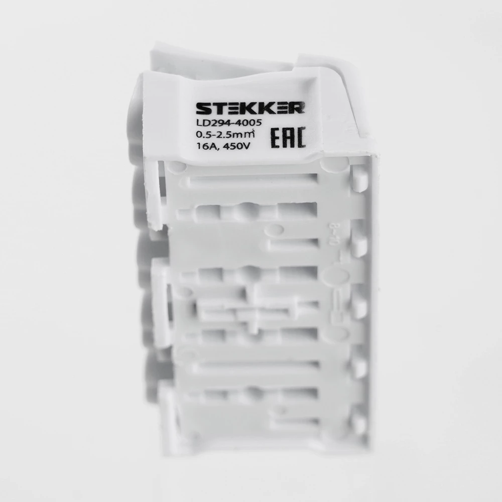 Клемма монтажная STEKKER, LD294-4005, для подключения фазных проводников, 5 контактных групп (3 ввода, 3 вывода на полюс) (32956) - Viokon.com