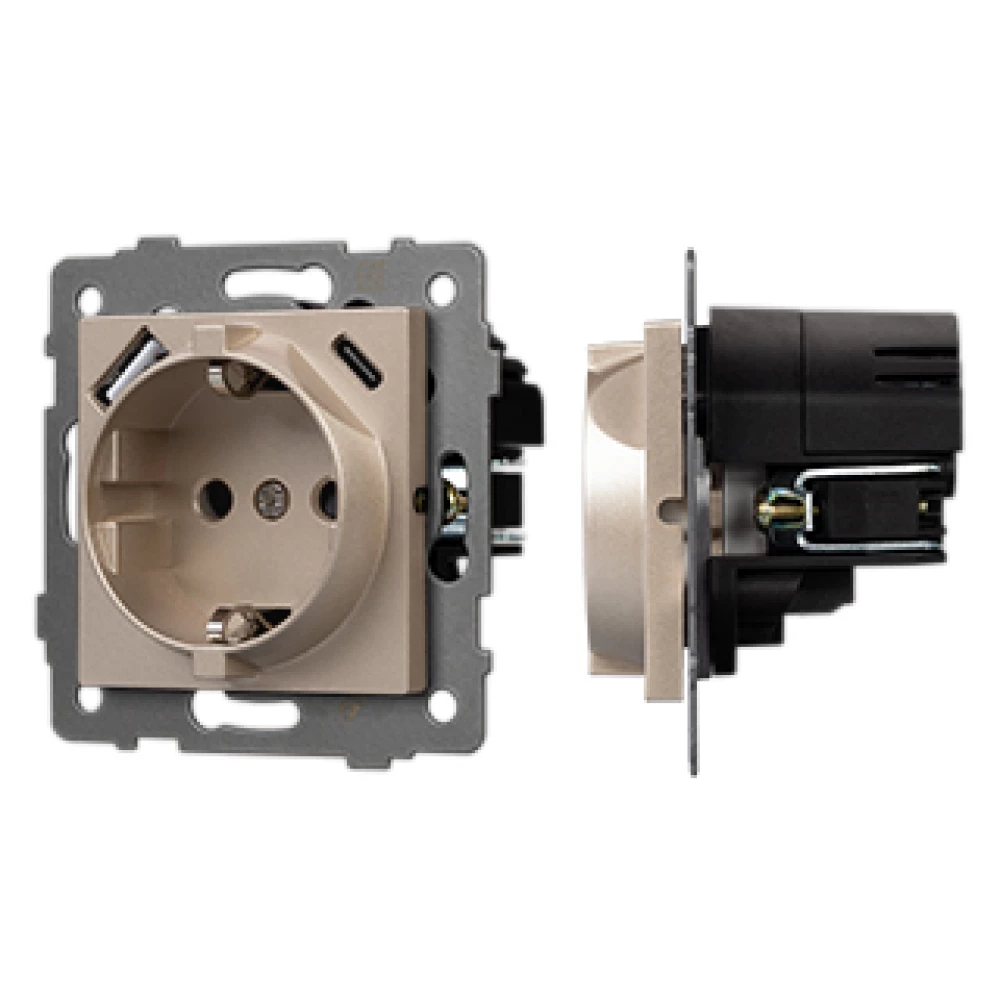 Механизм розетки с USB зарядкой SCT-MUAA-PL-GD-V (250V, 16A) (Arlight, -) 049821 - Viokon.com