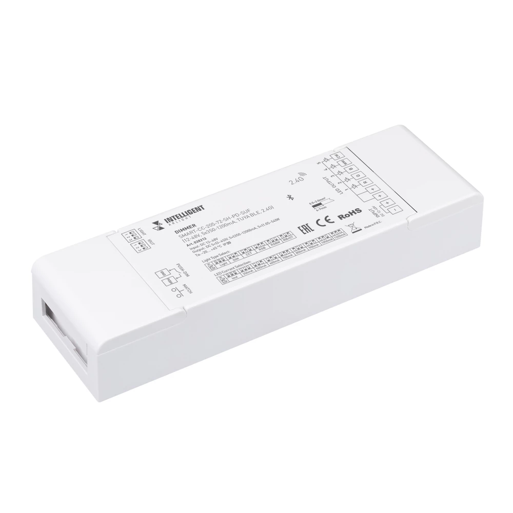 INTELLIGENT ARLIGHT Диммер SMART-CC-205-72-SH-PD-SUF (12-48V, 5x350-1200mA, TUYA BLE, 2.4G) (IARL, Контроллер) 038213 - Viokon.com