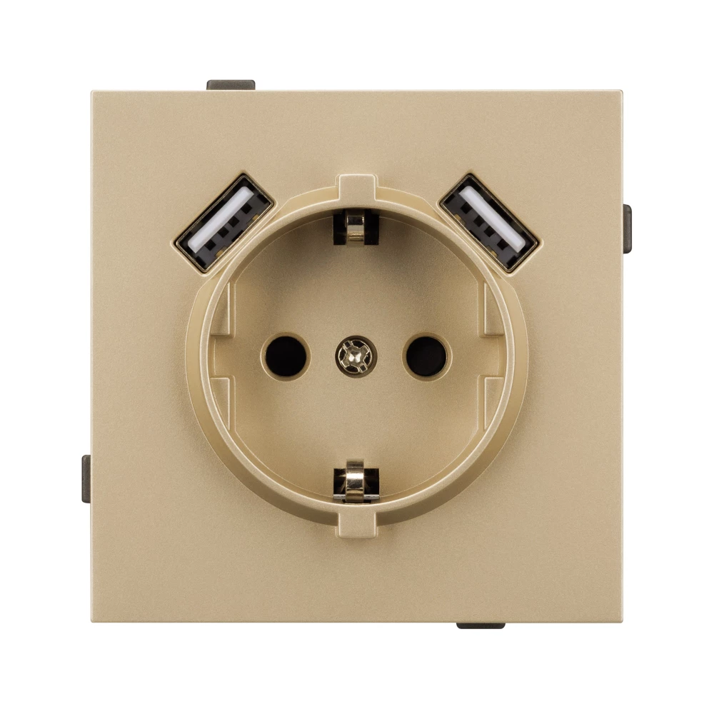 Механизм розетки с USB зарядкой SCT-TENDO-MUAA-SFPL-GD (230V, 16A) (Arlight, Матовый песочный) 054604 - Viokon.com