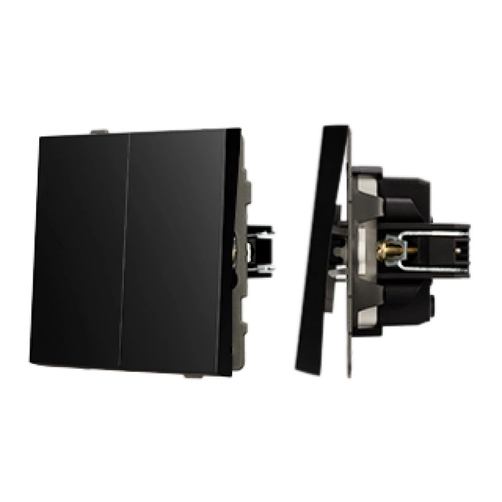 Механизм выключателя двухклавишный непроходной SWT-TENDO-MK02-PL-BK (230V, 10A) (Arlight, Черный) 054059 - Viokon.com