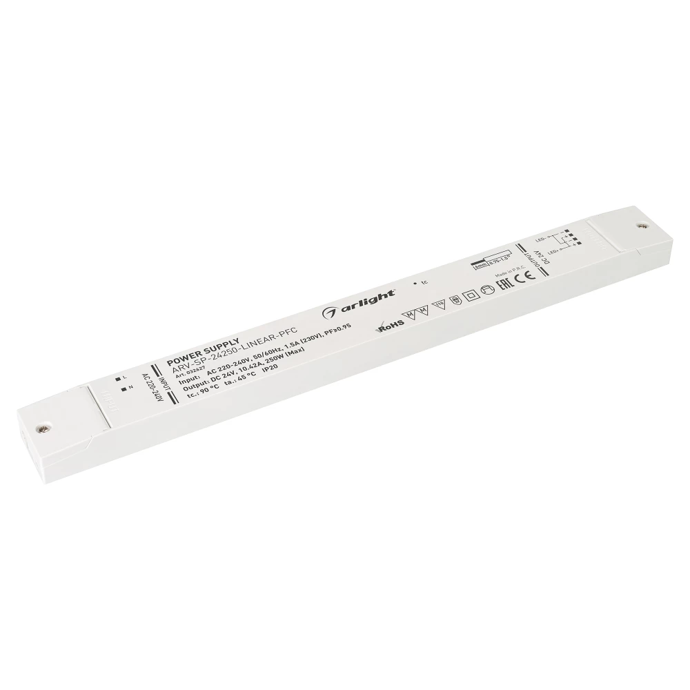 Блок питания ARV-SP-24250-LINEAR-PFC (24V, 10.42A, 250W) (Arlight, IP20 Пластик, 5 лет) 032627 - Viokon.com
