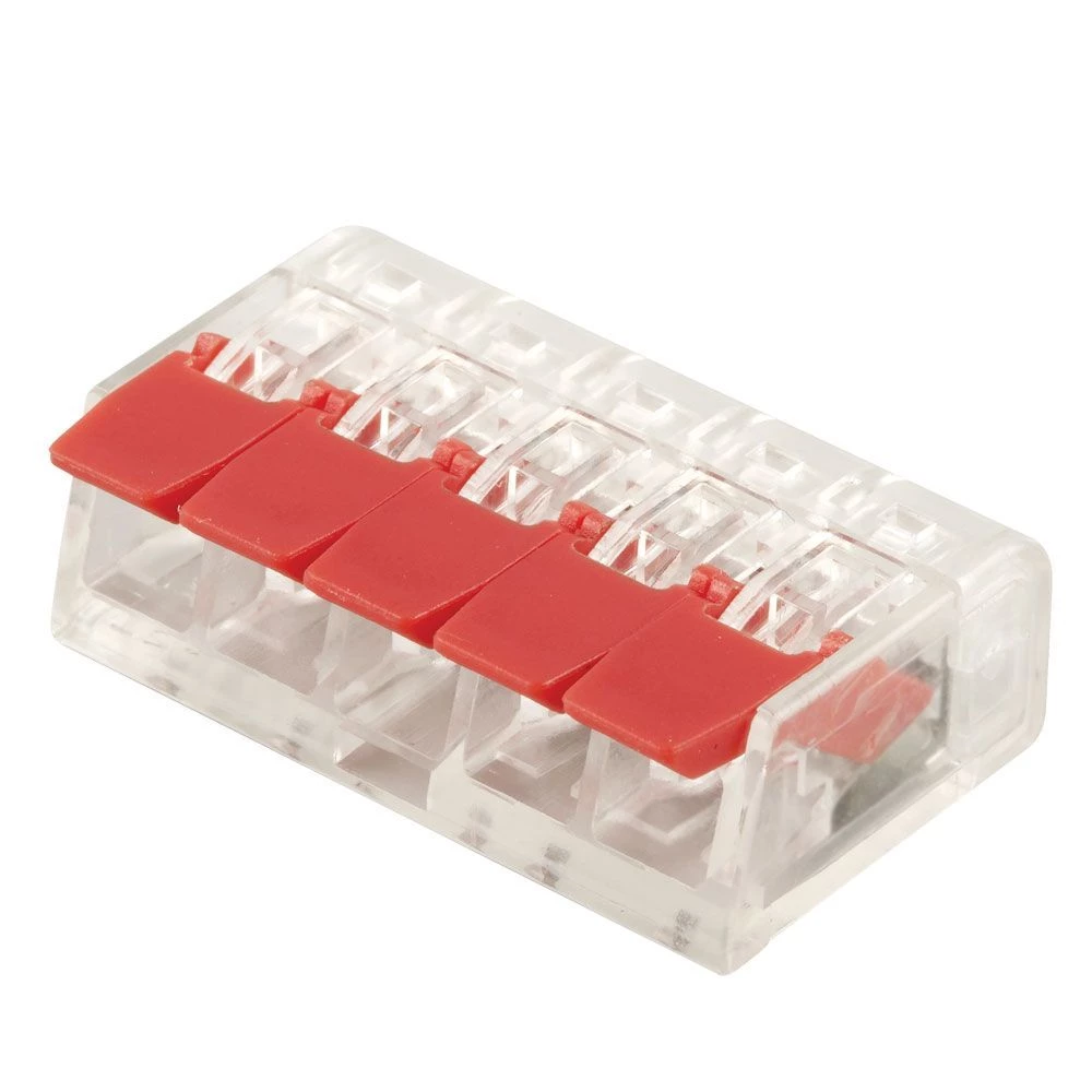 Универсальная компактная клемма 5-проводная STEKKER, LD221-415 (5 штук в упаковке) (32419) - Viokon.com