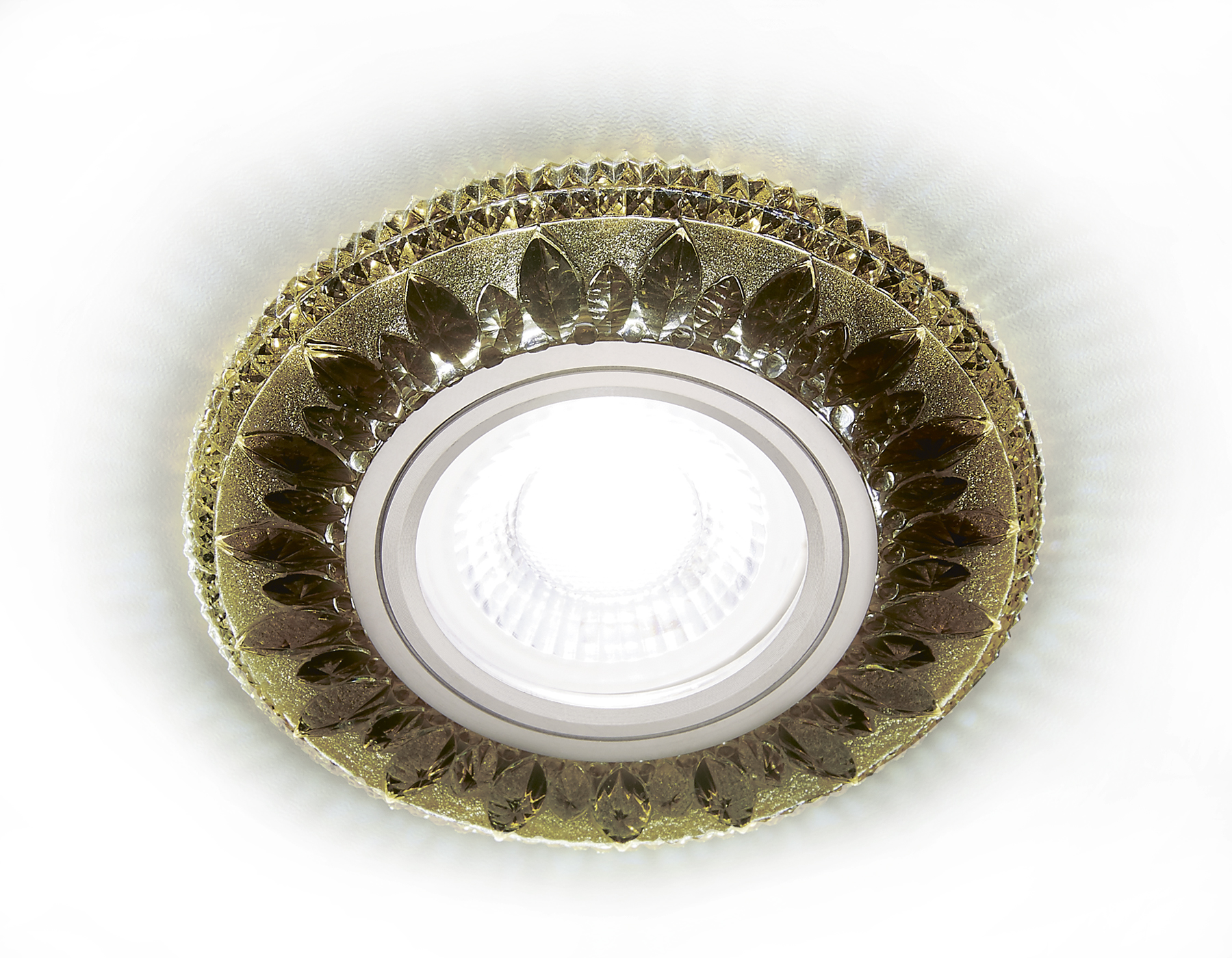 Встраиваемый точечный светильник MR16 с LED подсветкой S305 BR хром/коричневый хрусталь/MR16+3W(LED COLD) - Viokon.com