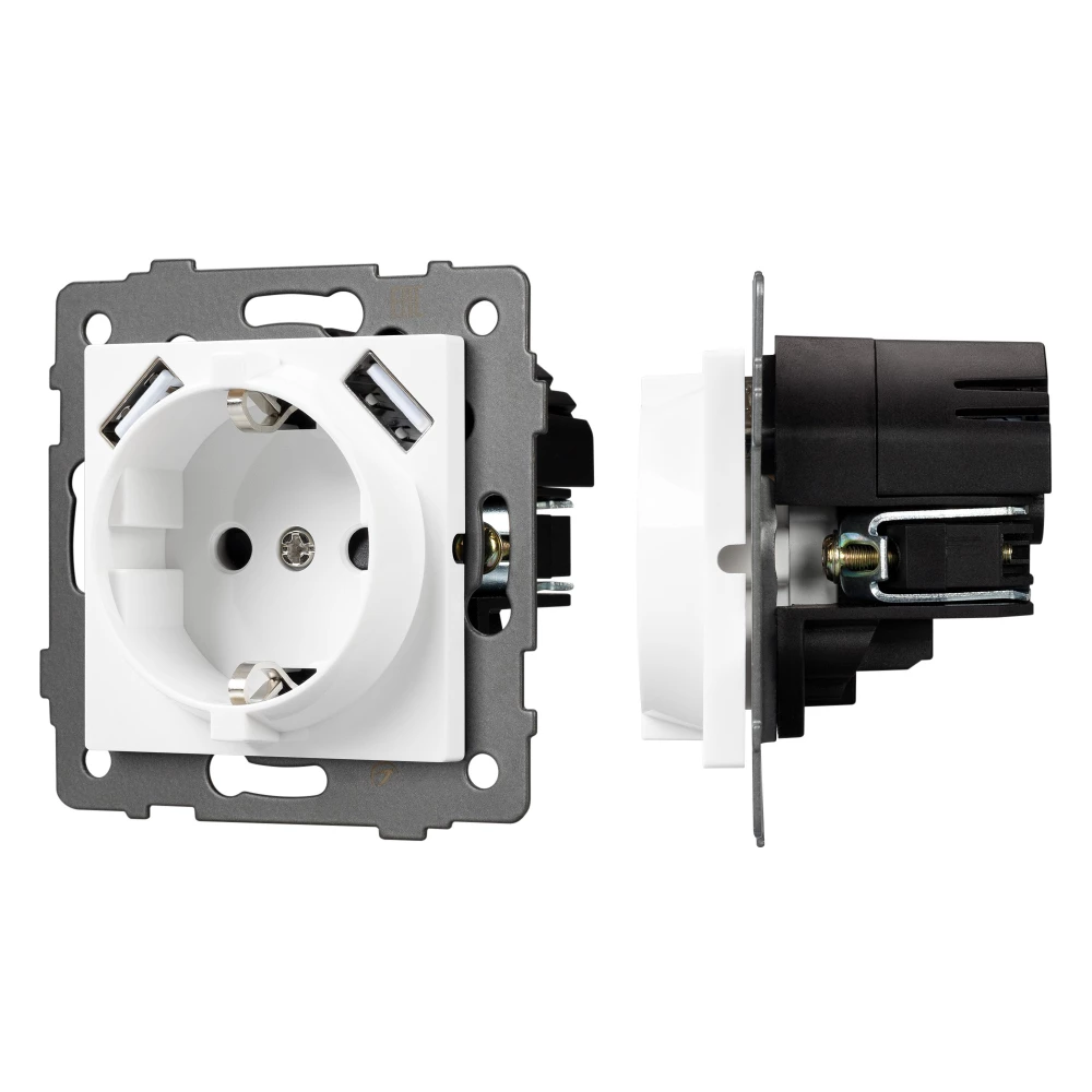 Механизм розетки с быстрой USB зарядкой SCT-MUAC-PL-WH-V (250V, 16A) (Arlight, -) 049822 - Viokon.com