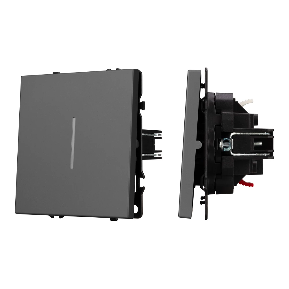 Механизм выключателя одноклавишный проходной LED SWT-NOBE-MKP1-SFPL-L-GR (230V, 10A) (Arlight, Серый базальт) 054263 - Viokon.com