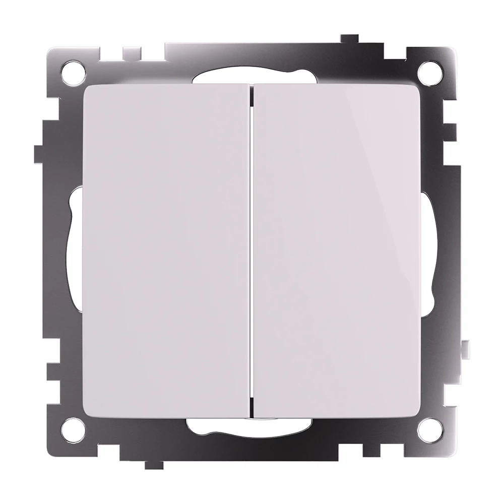 Переключатель 2-клавишный (механизм), STEKKER GLS10-7107-01 , 250V, 10А, серия Катрин, белый (49166) - Viokon.com