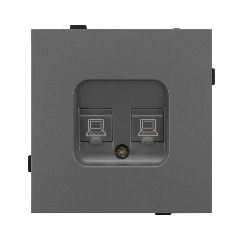 Механизм компьютерной розетки двойной SCT-TENDO-MPC2-SFPL-GR (RJ-45, CAT6) (Arlight, Матовый графитовый) 054597 - Viokon.com