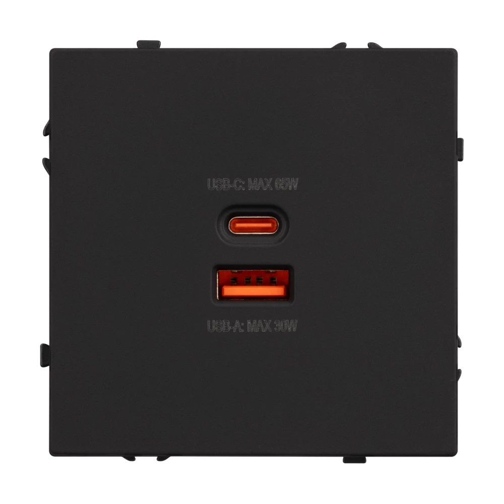 Механизм розетки с быстрой USB зарядкой SCT-NOBE-MUAC-SFPL-FC-BK (65W, QC3) (Arlight, Черный оникс) 054317 - Viokon.com