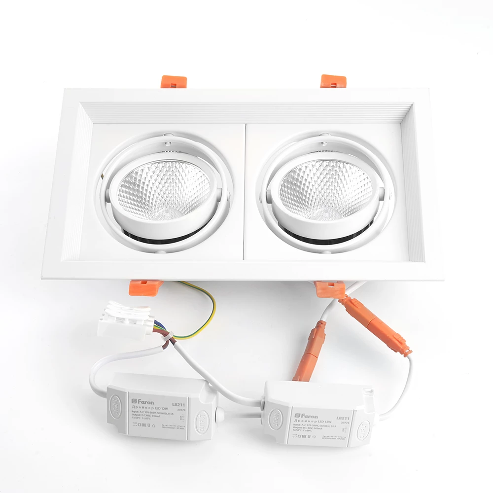 Светодиодный светильник Feron AL202 карданный 2x12W 4000K 35 градусов ,белый (29774) - Viokon.com