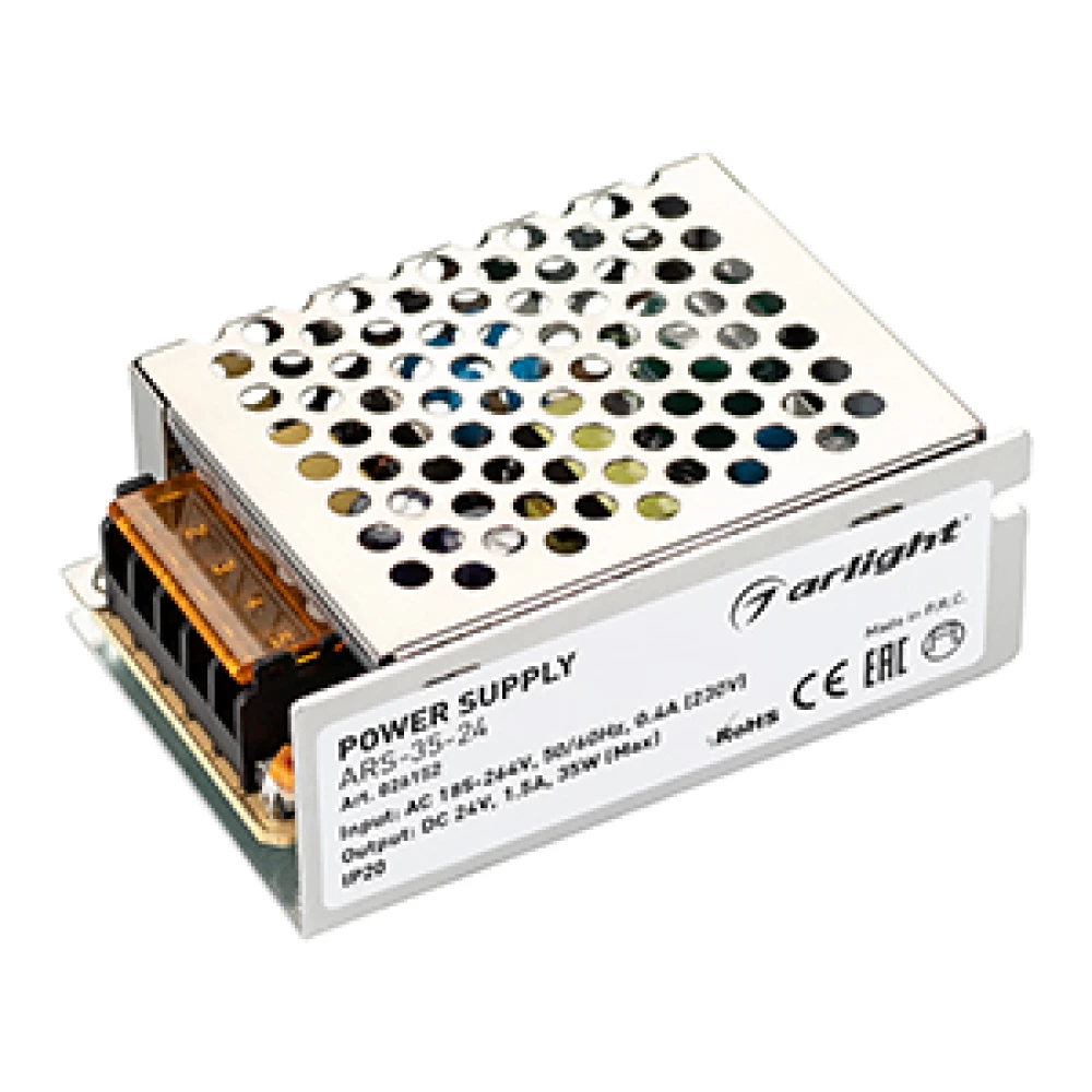 Блок питания ARS-35-24 (24V, 1.5A, 35W) (Arlight, IP20 Сетка, 2 года) 026152 - Viokon.com