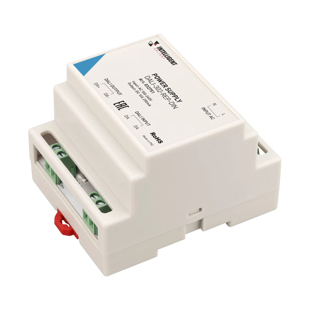 INTELLIGENT ARLIGHT Блок питания шины DALI-302-REP-DIN (230V, 250mA) (IARL, IP20 Пластик, 3 года) 032751 - Viokon.com