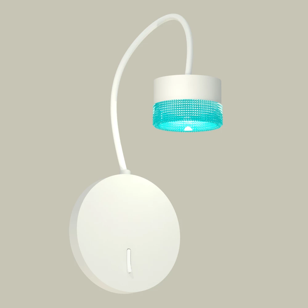 Комплект настенного светильника с выключателем и композитным хрусталем XB9595251 SWH/BL белый песок/голубой GX53 (C9595, N8488) - Viokon.com