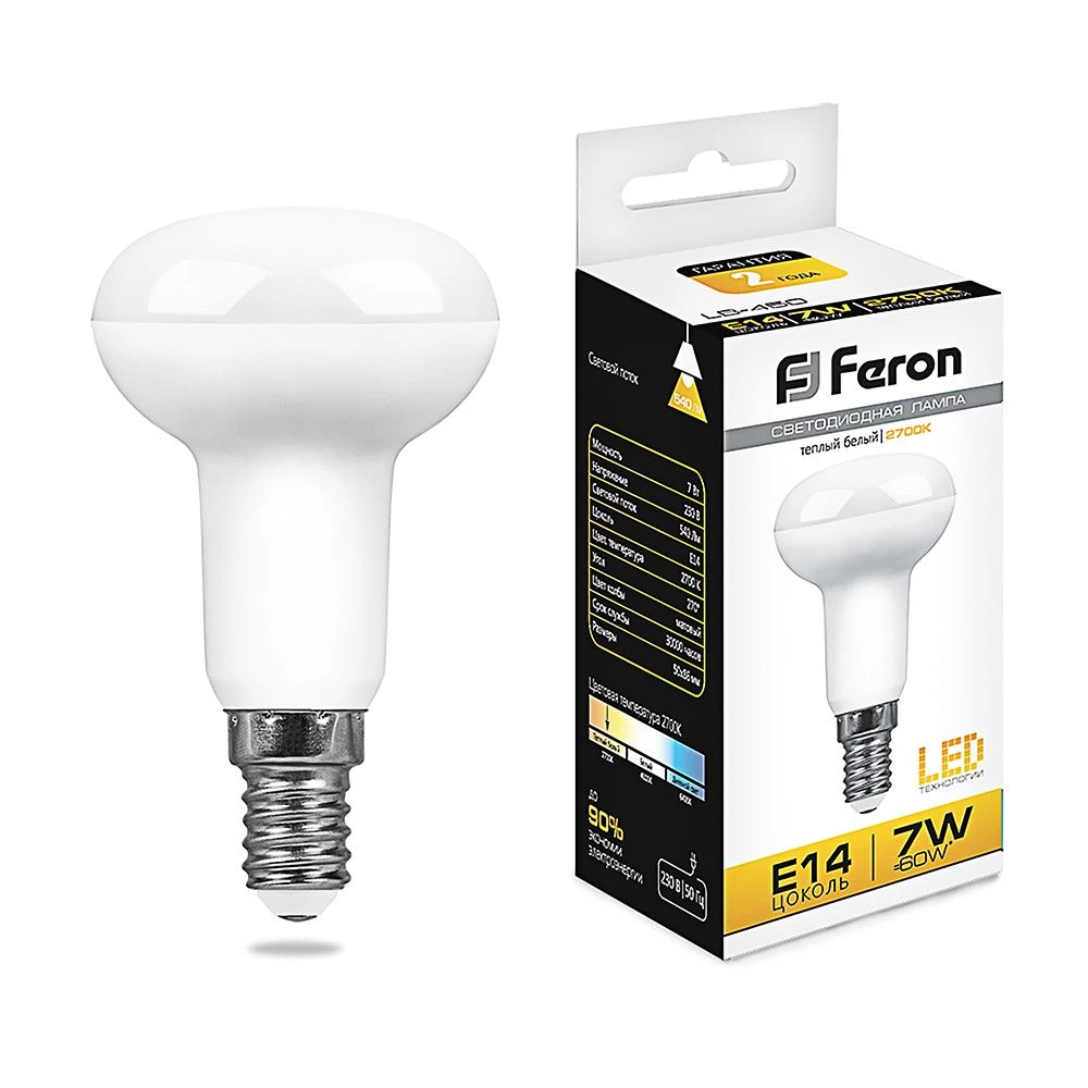 Лампа светодиодная Feron LB-450 E14 7W 175-265V 2700K (25513) - Viokon.com