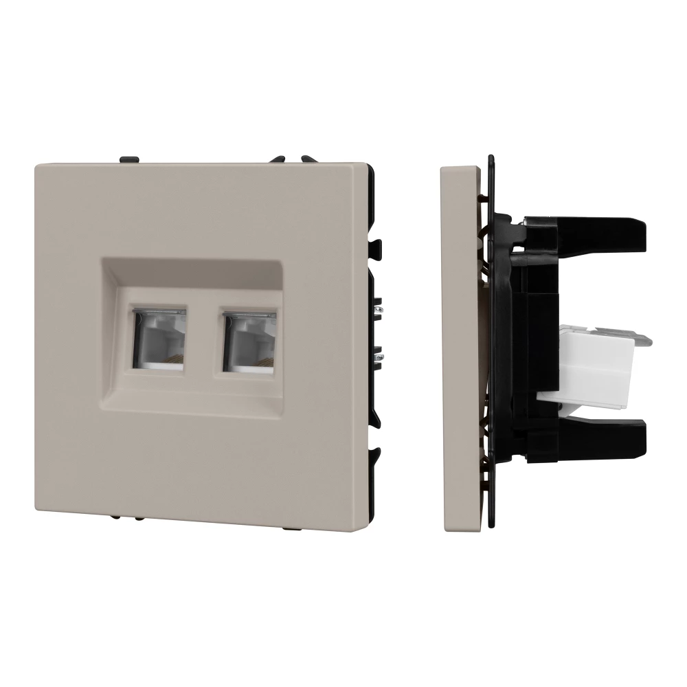 Механизм сдвоенной компьютерной розетки SCT-NOBE-MPC2-SFPL-CA (RJ-45, CAT6) (Arlight, Кашемир) 059450 - Viokon.com