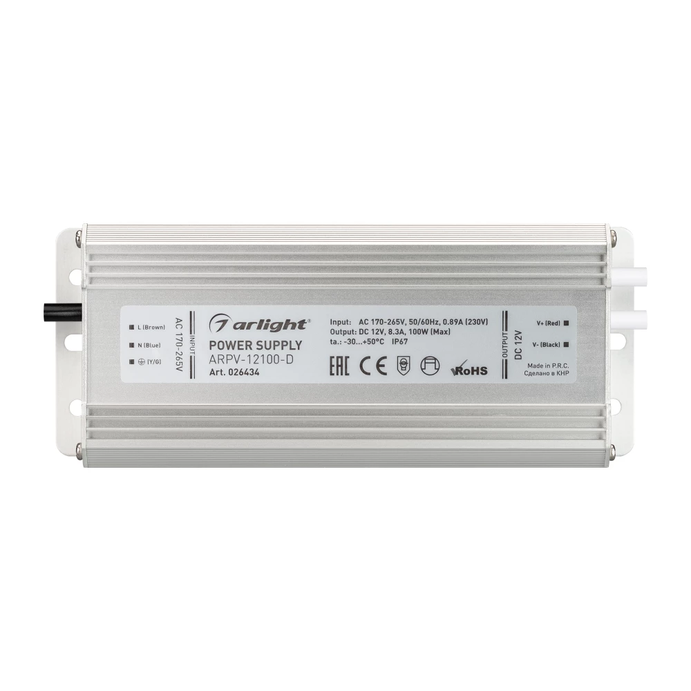 Блок питания ARPV-12100-D (12V, 8.3A, 100W) (Arlight, IP67 Металл, 3 года) 026434 - Viokon.com