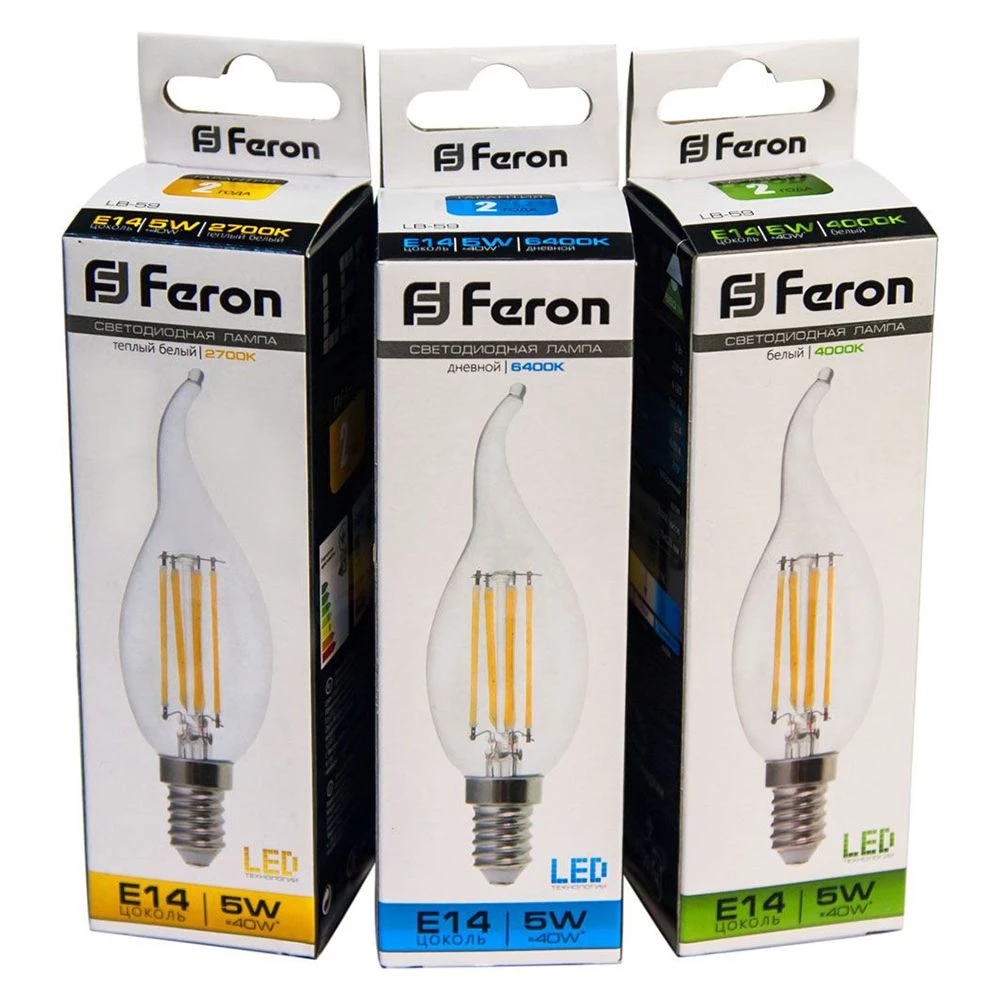 Лампа светодиодная Feron LB-59 Свеча на ветру E14 5W 230V 2700K (25575) - Viokon.com