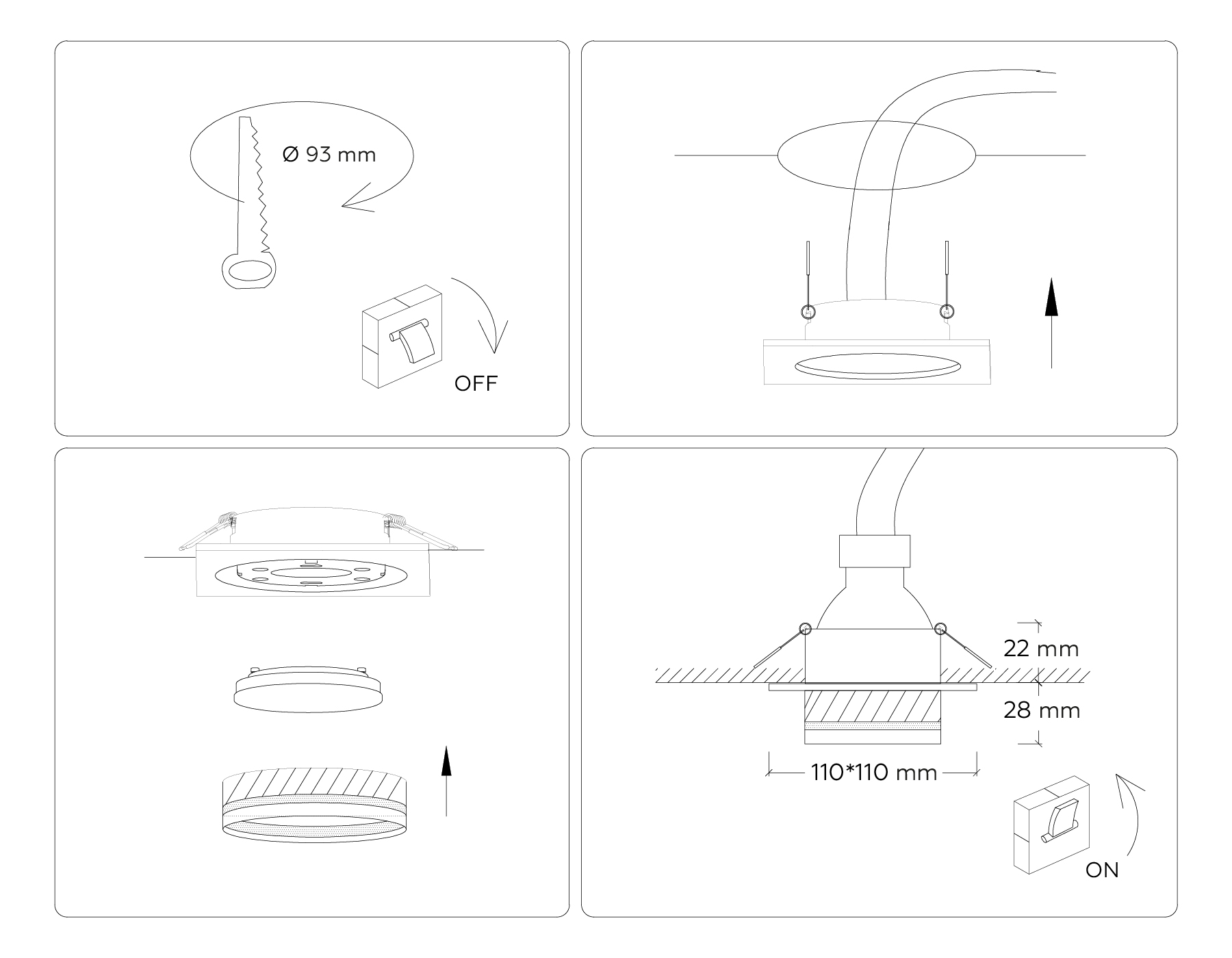 Светильник встраиваемый TN5222 BK черный GX53 110*110*50 - Viokon.com