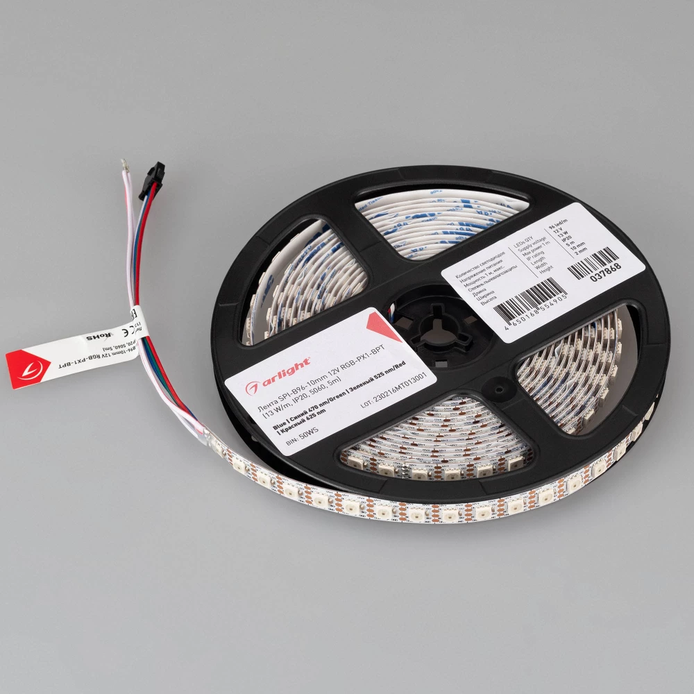 Лента SPI-B96-10mm 12V RGB-PX1-BPT (13 W/m, IP20, 5060, 5m) (Arlight, Открытый) 037868 - Viokon.com
