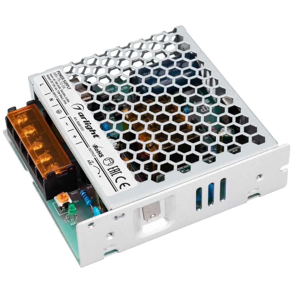 Блок питания ARS-75-12-FA (12V, 6A, 72W) (Arlight, IP20 Сетка, 3 года) 026811(1) - Viokon.com