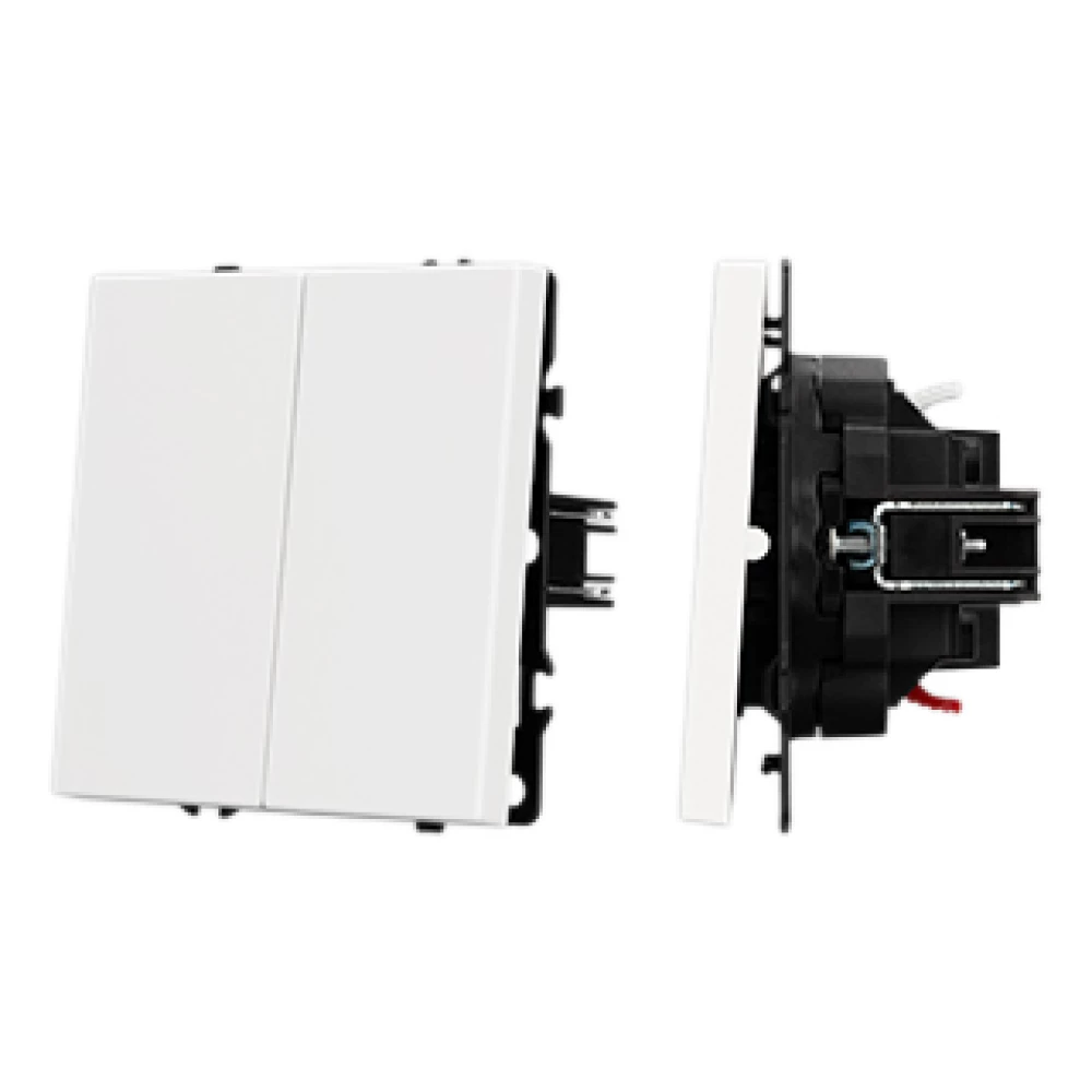 Механизм выключателя двухклавишный проходной SWT-NOBE-MKP2-SFPL-WH (230V, 10A) (Arlight, Белый кварц) 054242 - Viokon.com