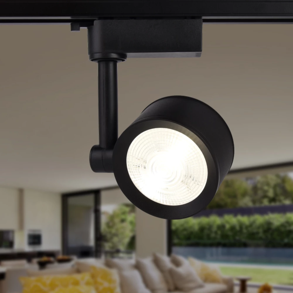 Трековый однофазный светодиодный светильник GL6392 BK черный LED 12W 4200K 24° - Viokon.com