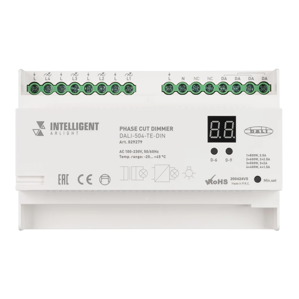 INTELLIGENT ARLIGHT Диммер DALI-504-TE-DIN(230V, 4x2A) (IARL, -) 029279 - Viokon.com