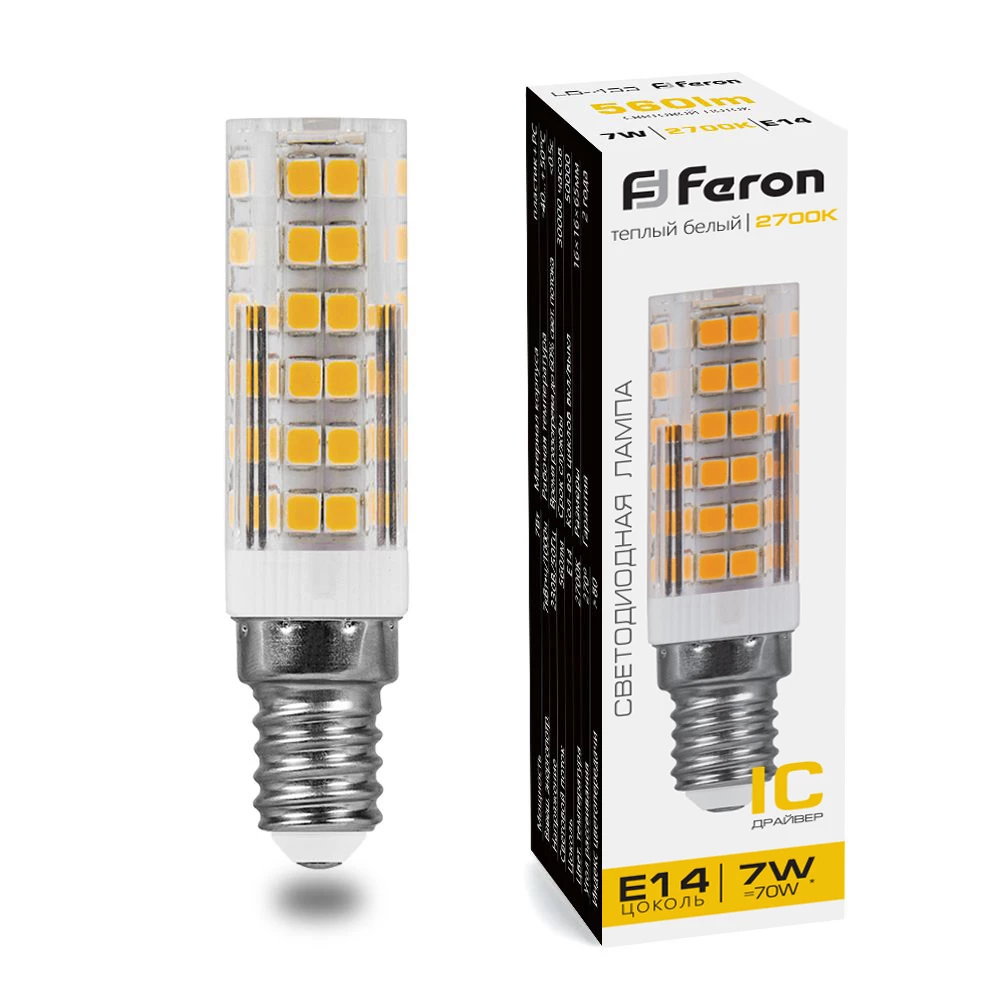 Лампа светодиодная Feron LB-433 E14 7W 175-265V 2700K (25898) - Viokon.com