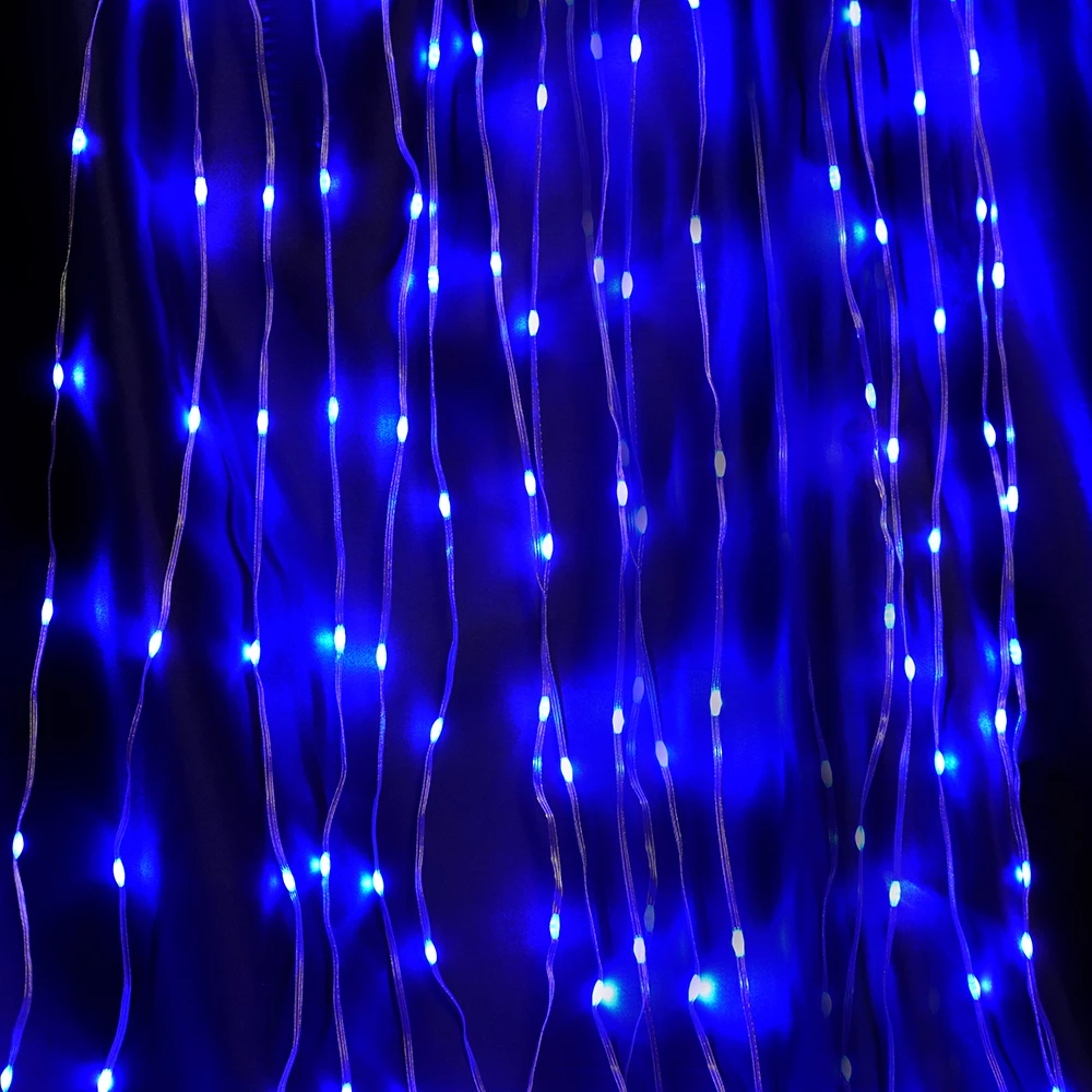 Светодиодная гирлянда Feron CL28 занавес Водопад  3*3м  + 3м 230V синий с контроллером, c питанием от сети, белый шнур (48606) - Viokon.com