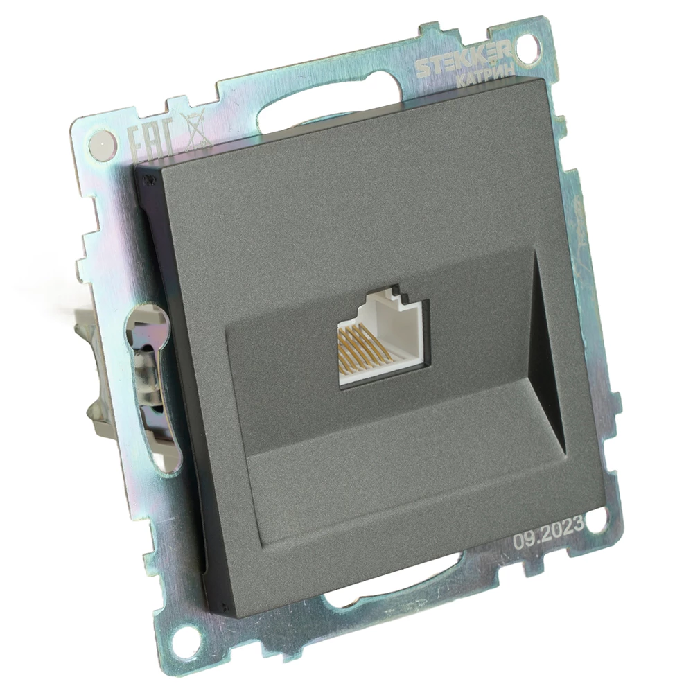 Розетка компьютерная 1-местная RJ-45 (механизм), серия Катрин, графит, GLS00-7107-06 (49418) - Viokon.com