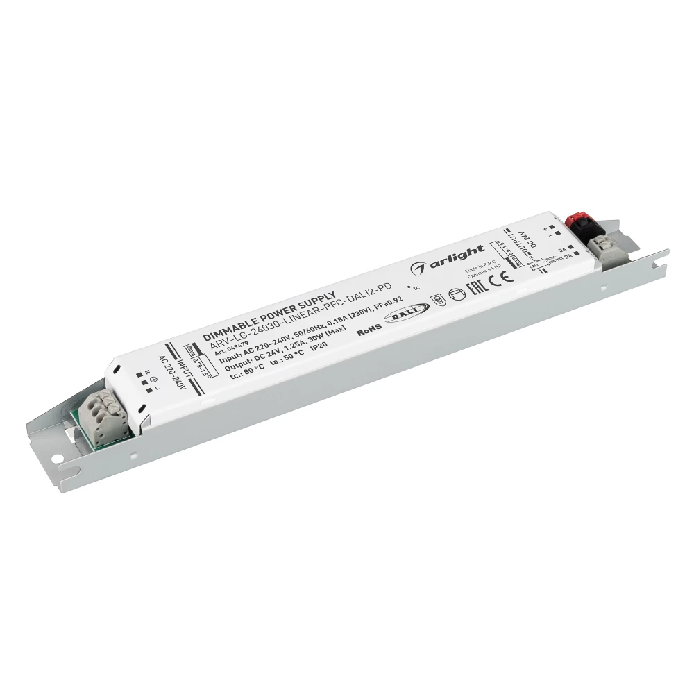 Блок питания ARV-LG-24030-LINEAR-PFC-DALI2-PD (24V, 1.25A, 30W) (Arlight, IP20 Металл, 5 лет) 049479 - Viokon.com