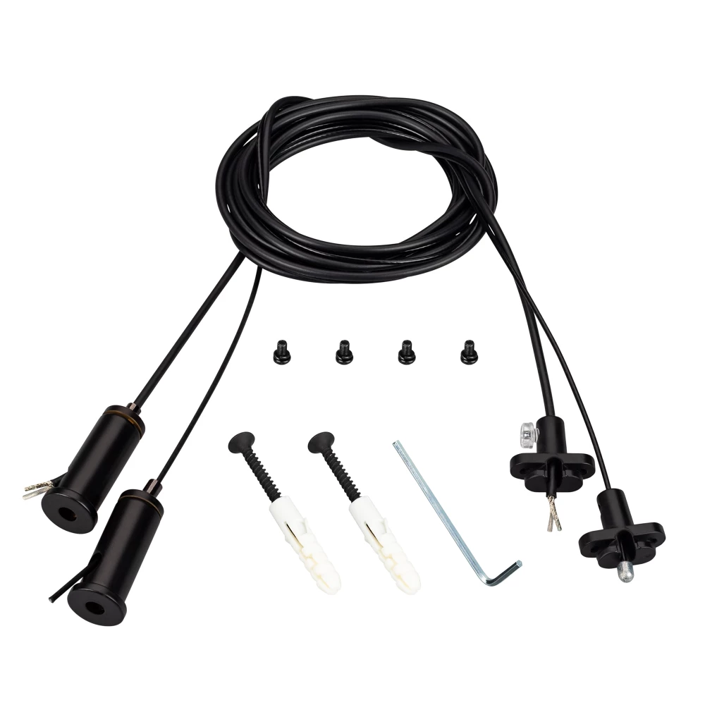 Подвес токопроводящий ARL-2x2m Set BLACK (Pad 15x2mm, 2x20AWG) (Arlight, провод 2x0.5) 041948 - Viokon.com