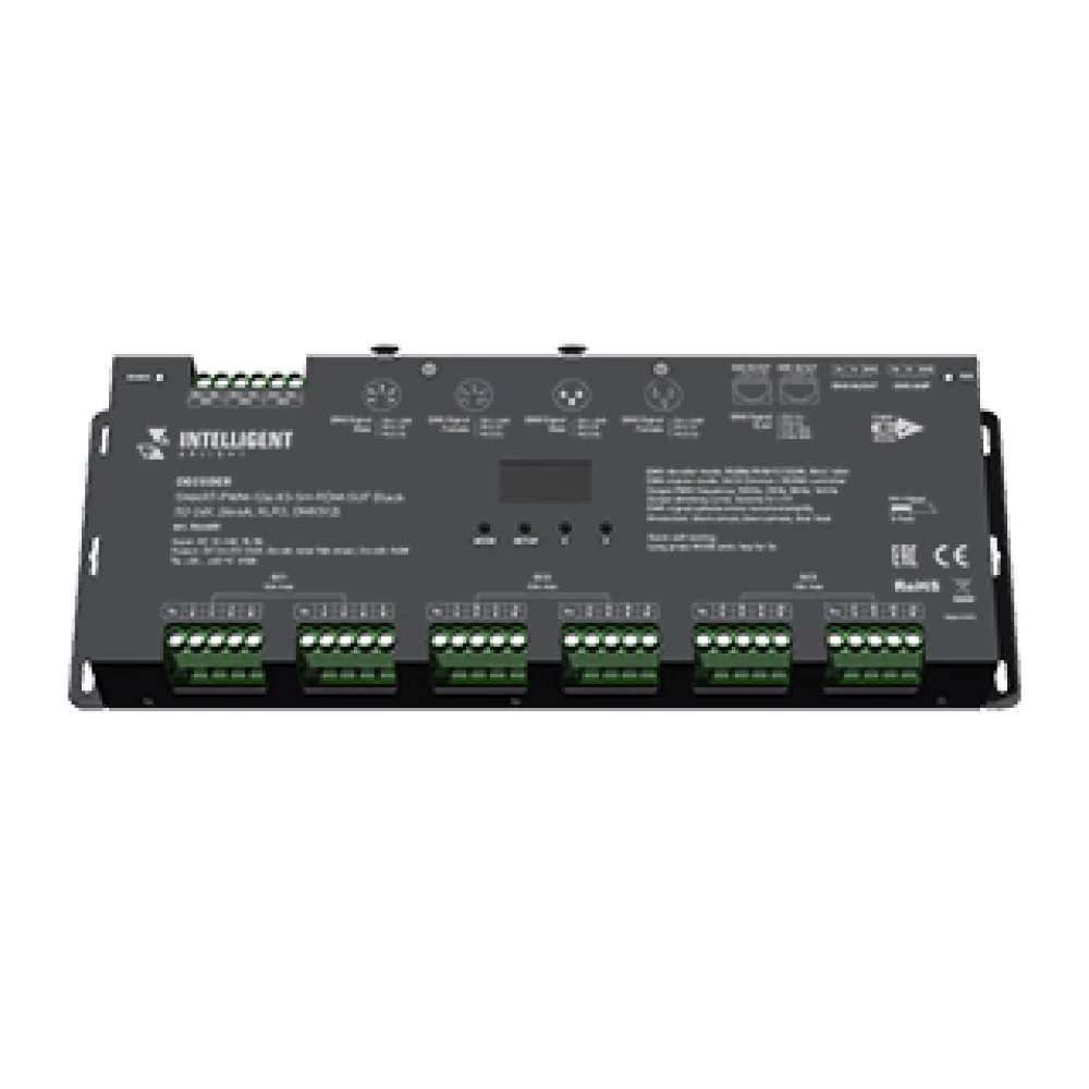 INTELLIGENT ARLIGHT Декодер SMART-PWM-124-83-SH-RDM-SUF Black (12-24V, 24x4A, XLR3, DMX512) (Arlight, IP20 Металл, 5 лет) 046483 - Viokon.com