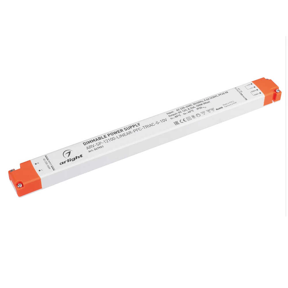 Блок питания ARV-SP-12100-LINEAR-PFC-TRIAC-0-10V (12V, 8.33A, 100W) (Arlight, IP20 Пластик, 5 лет) 047951 - Viokon.com
