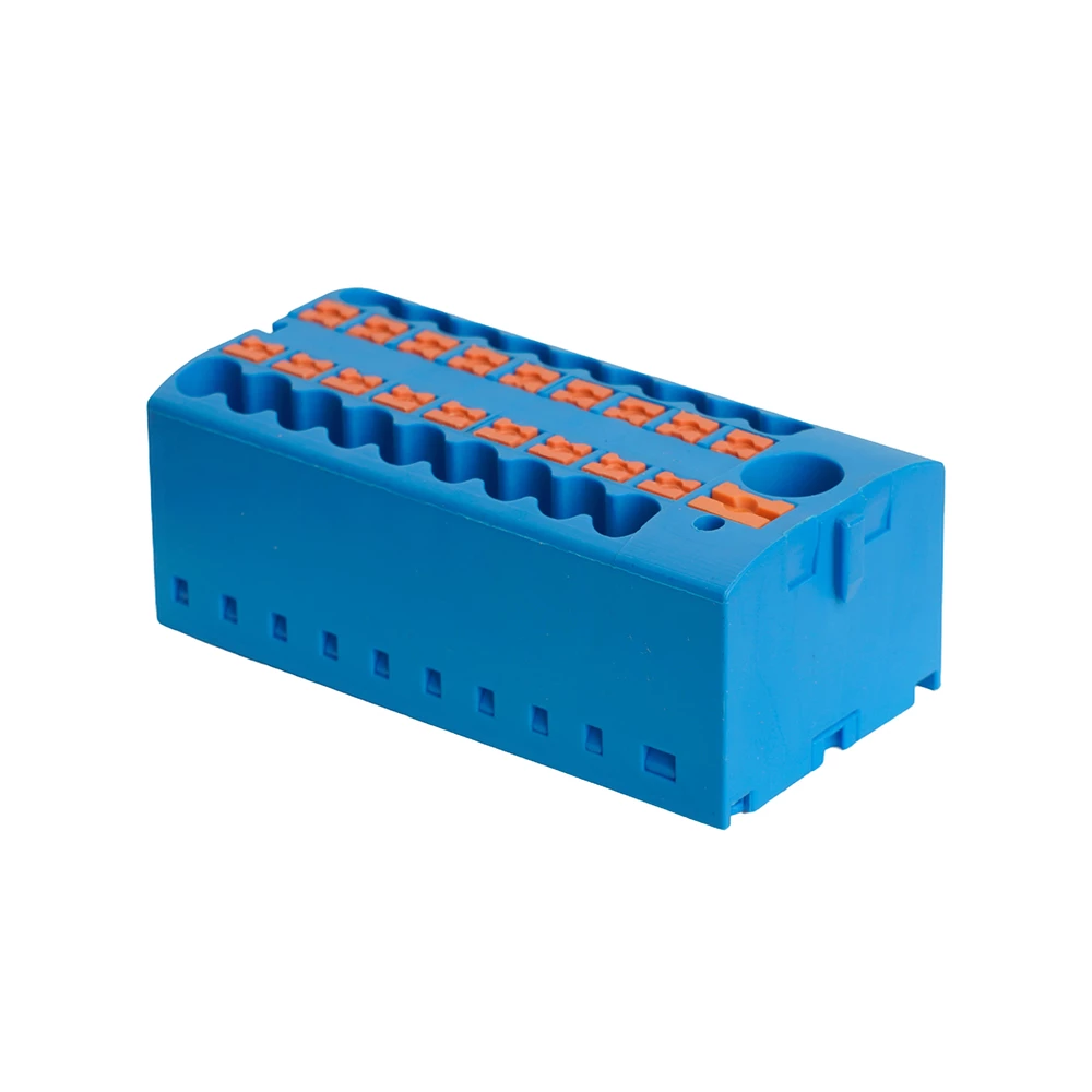 Зажим блочный (групп) для распред.тока нагрузки push-in на 18 точек, сеч 2,5 мм2,690V,41А, 1точка интегр. питание, синий LD580 PTFIX 6-18/25 (49755) - Viokon.com