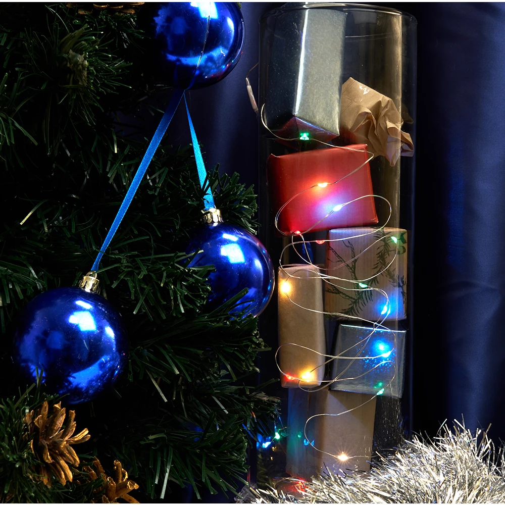 Светодиодная гирлянда Feron CL570 линейная Роса, мультиколор, 2м + 0.5м, с питанием от батареек, прозрачный шнур (32363) - Viokon.com