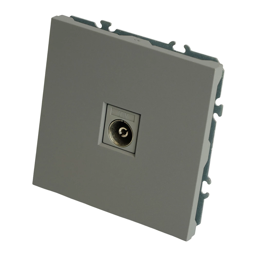 Розетка телевизионная 1-местная (механизм), STEKKER, 75 Ом, 5-862МГц, серия Эмили, RST00-5108-10, платиново-серый, soft touch (49953) - Viokon.com