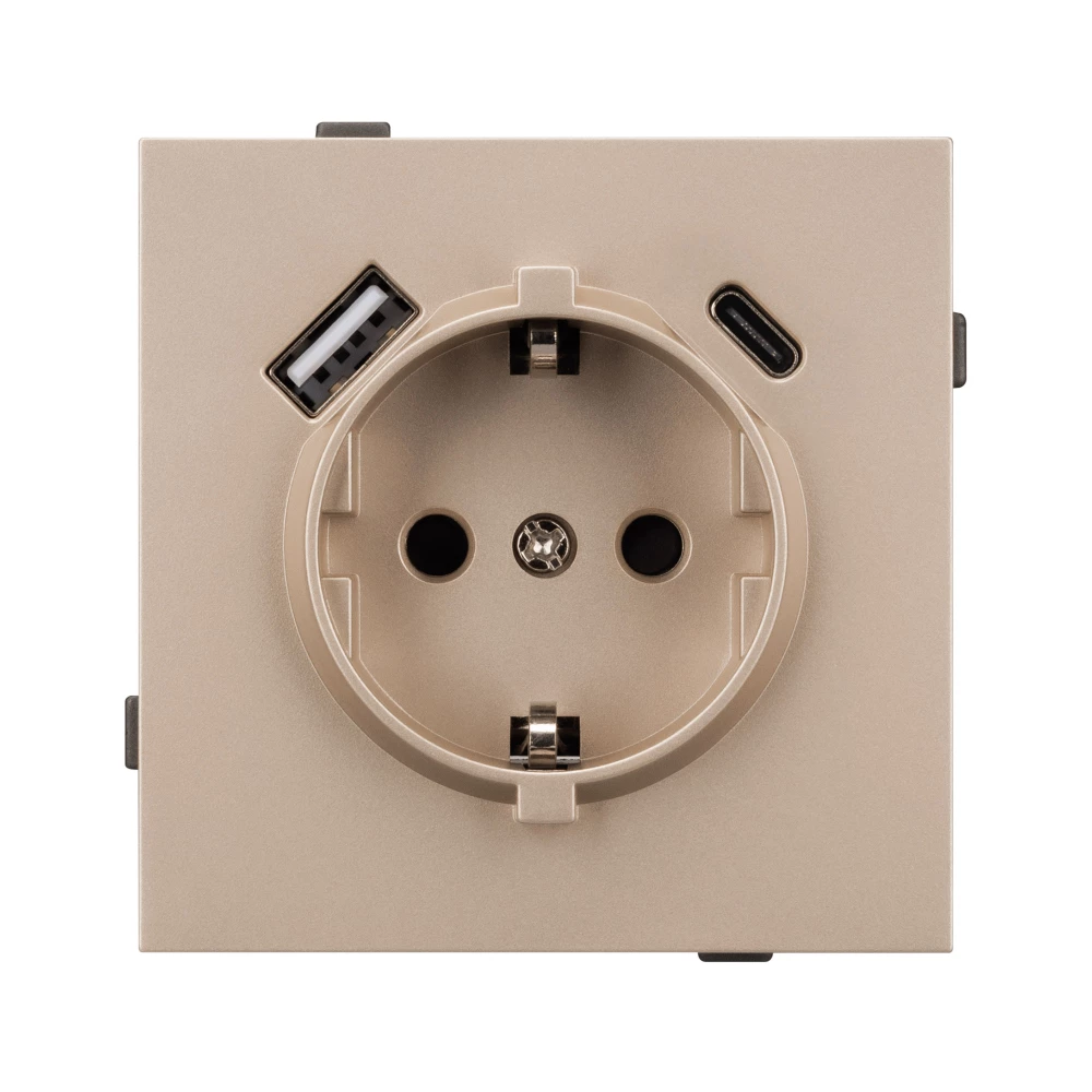 Механизм розетки с USB зарядкой SCT-TENDO-MUAC-PL-GD (230V, 16A) (Arlight, Песочный) 054089 - Viokon.com