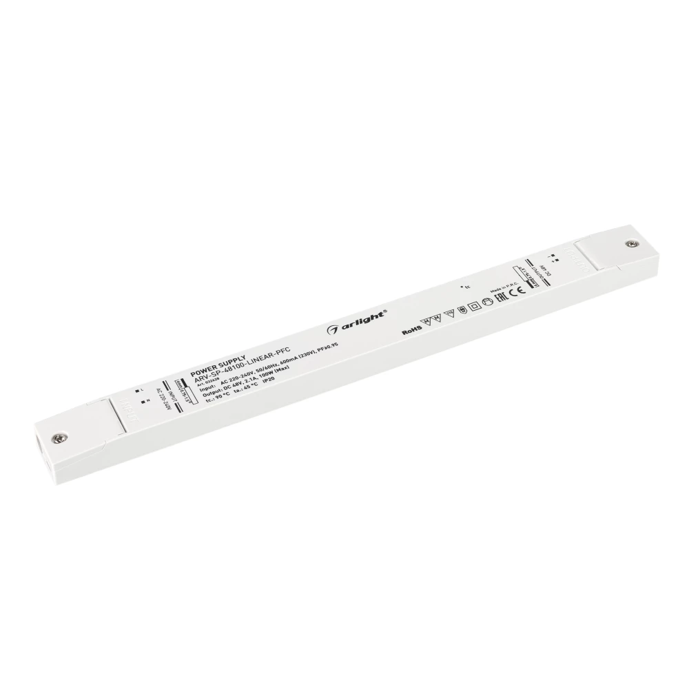 Блок питания ARV-SP-48100-LINEAR-PFC (48V, 2.1A, 100W) (Arlight, IP20 Пластик, 5 лет) 032628 - Viokon.com