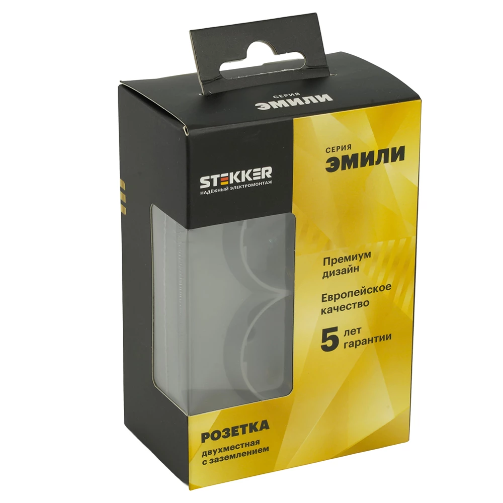 Розетка 2-местная с защитной шторкой, STEKKER, с/з, 250В, 16А, серия Эмили, RST16-5114-10, платиново-серый, soft touch (49960) - Viokon.com