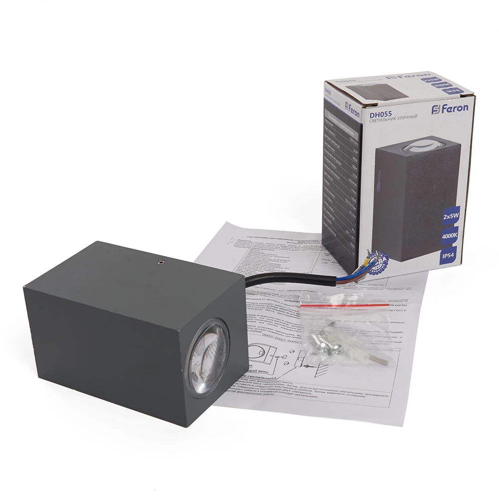 Светильник уличный светодиодный Feron DH055, 2*5W, 800Lm, 4000K, серый (48488) - Viokon.com