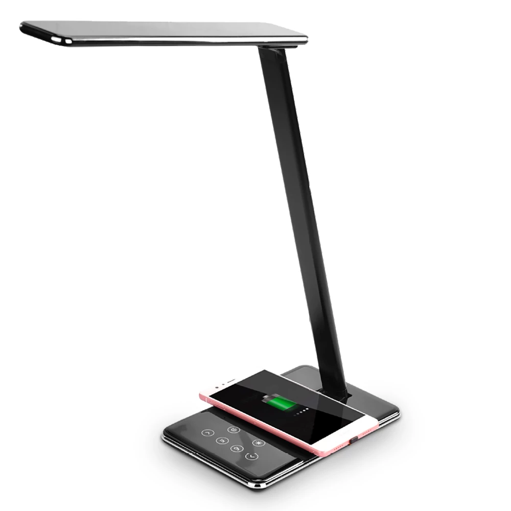 Светодиодная настольная лампа с беспроводной зарядкой и USB портом DE582 BK черный LED 2700-6400K 6W - Viokon.com