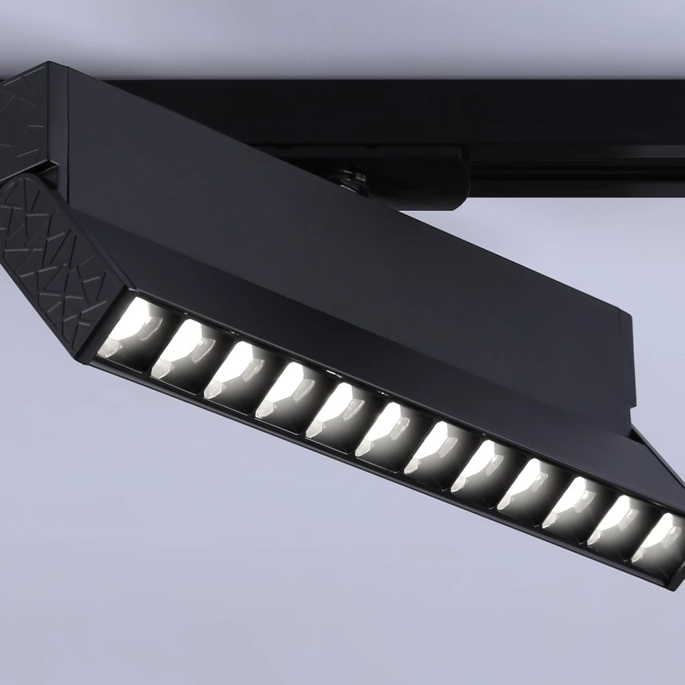 Трековый однофазный светодиодный светильник GL6819 BK черный LED 12W 4200K 24° 230*22*87 - Viokon.com