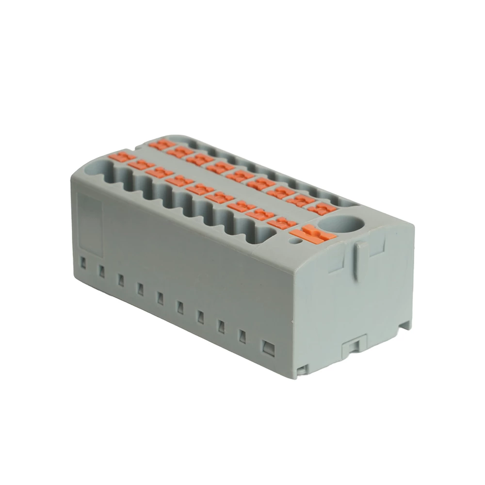 Зажим блочный (групп) для распред.тока нагрузки push-in на 18 точек, сеч 2,5 мм2,690V,41А, 1точка интегр. питание,  LD580 PTFIX 6-18/25 (49749) - Viokon.com
