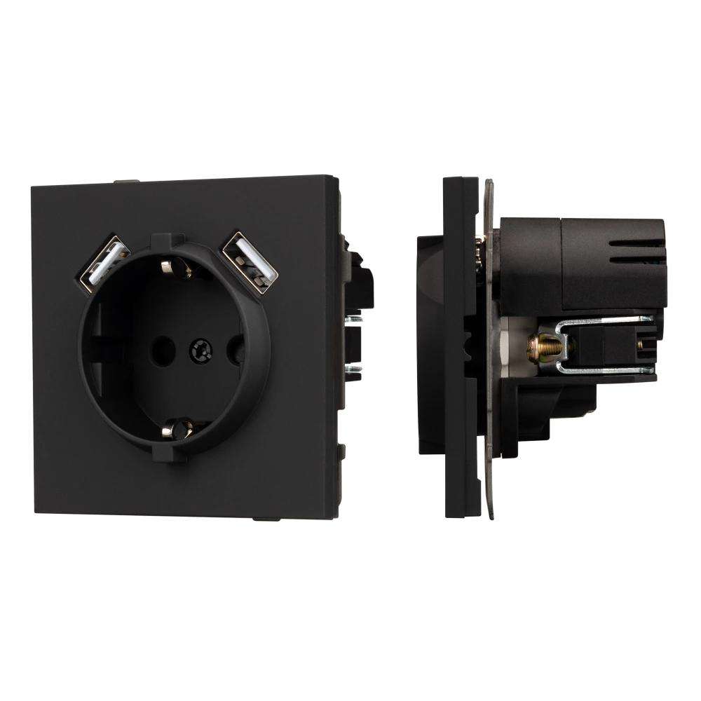 Механизм розетки с USB зарядкой SCT-TENDO-MUAA-SFPL-BK (230V, 16A) (Arlight, -) 054603 - Viokon.com