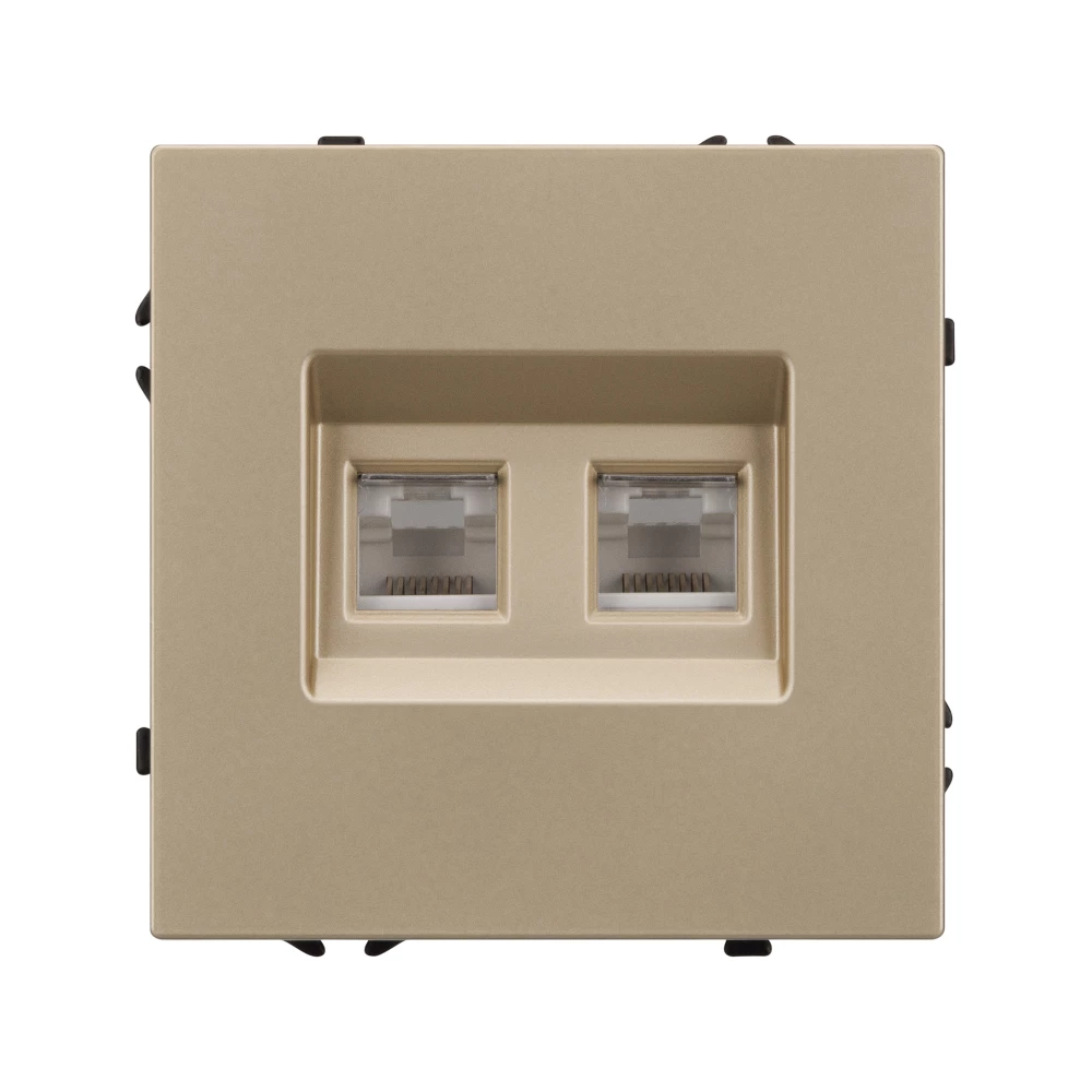Механизм сдвоенной компьютерной розетки SCT-NOBE-MPC2-SFPL-GD (RJ-45, CAT6) (Arlight, Золотой песок) 054314 - Viokon.com