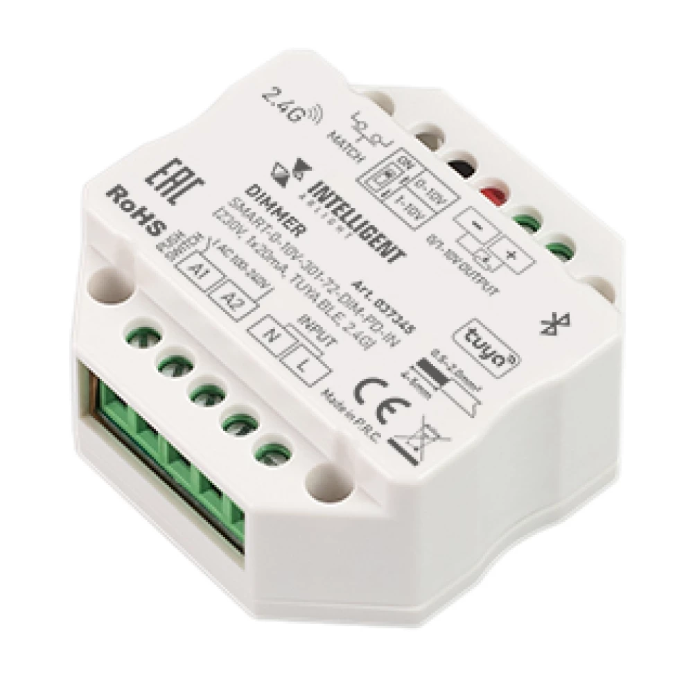 INTELLIGENT ARLIGHT Диммер SMART-0-10V-301-72-DIM-PD-IN (230V, 1x20mA, TUYA BLE, 2.4G) (IARL, IP20 Пластик, 5 лет) 037345 - Viokon.com